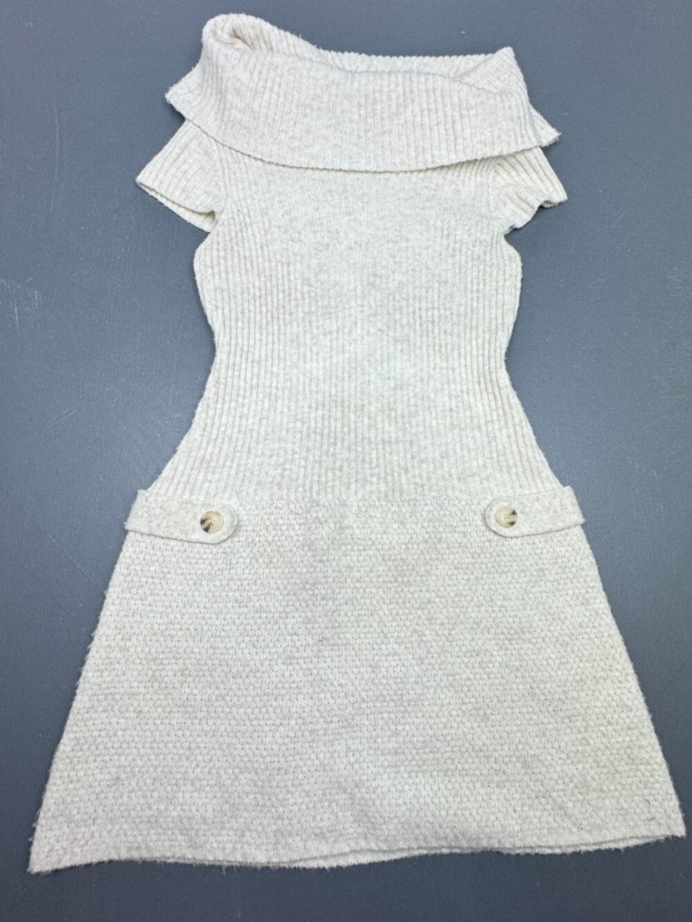 Kimchi Blue Womens Size XL Cream Knit Sweater Dress Off Shoulder Stretch Casual
